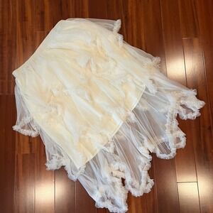 Cream Tulle Skirt Fairycore Festival Ruffle Mesh Ivory Tiered Miss Sparkling XL